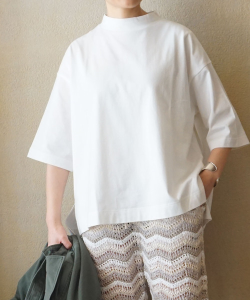 JOURNAL STANDARD LUXE(ジャーナルスタンダード ラックス)の「クラシックテンジク モックプルオーバー(Tシャツ/カットソー・レディース・ブラック/ホワイト/ネイビー/ブラックミックス・FREE)」の2枚目の写真