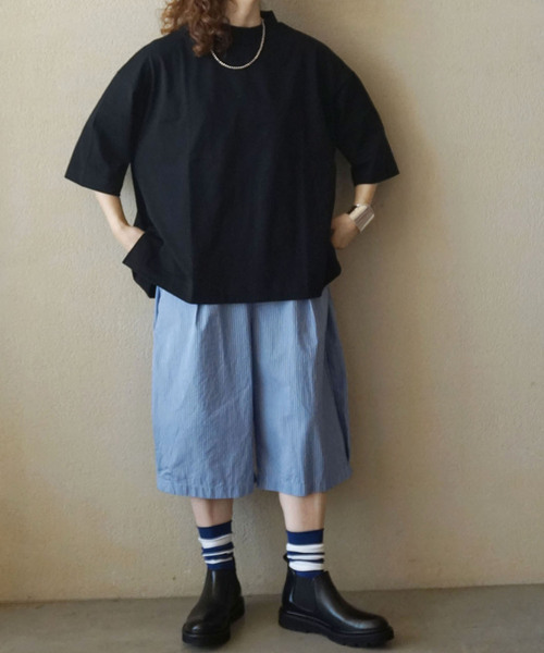 JOURNAL STANDARD LUXE(ジャーナルスタンダード ラックス)の「クラシックテンジク モックプルオーバー(Tシャツ/カットソー・レディース・ブラック/ホワイト/ネイビー/ブラックミックス・FREE)」の6枚目の写真