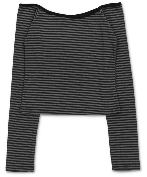 SPINNS（スピンズ）の「長袖オフショルカットソー/ボーダー（Tシャツ/カットソー・レディース・ブラック・ONESIZE）」の12枚目の写真