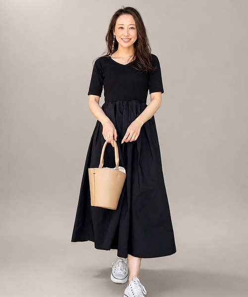 ST.ROONEY(セントルーニー)の「リブトップフレアワンピース【低身長・小柄女性向け】(ワンピース・レディース・ブラック系その他/ブラック/ネイビー×ホワイト/ホワイト・XS)」の3枚目の写真