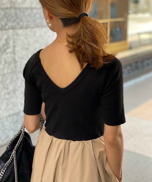 ST.ROONEY(セントルーニー)の「リブトップフレアワンピース【低身長・小柄女性向け】(ワンピース・レディース・ブラック系その他/ブラック/ネイビー×ホワイト/ホワイト・XS)」の7枚目の写真