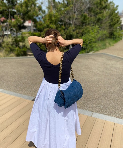 ST.ROONEY(セントルーニー)の「リブトップフレアワンピース【低身長・小柄女性向け】(ワンピース・レディース・ブラック系その他/ブラック/ネイビー×ホワイト/ホワイト・XS)」の16枚目の写真