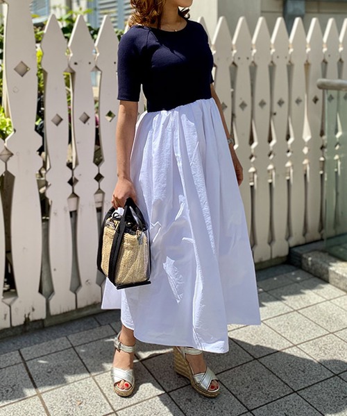 ST.ROONEY(セントルーニー)の「リブトップフレアワンピース【低身長・小柄女性向け】(ワンピース・レディース・ブラック系その他/ブラック/ネイビー×ホワイト/ホワイト・XS)」の18枚目の写真