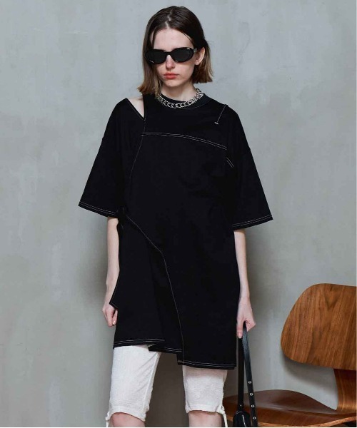tシャツ Cutting Oversized T-shirt/カッティングオーバーTシャツ「MAISON SPECIAL/メゾンスペシャル」 レディー Cutting Oversized T-shirt/カッティングオーバーTシャツ