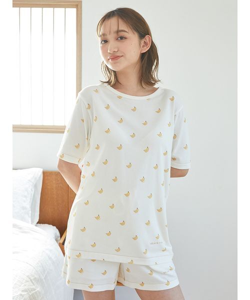 ジェラートピケ　フルーツアニマルワンポイントT シャツ&ショートパンツ　バナナ ベビー フルーツ アニマル Tシャツ ショートパンツ セット