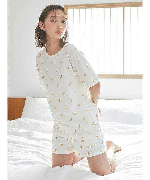 ジェラートピケ プルオーバー&ショートパンツ セットアップ バナナ柄 未使用品 セール】バナナ柄ショートパンツ(ルームウェア/パジャマ