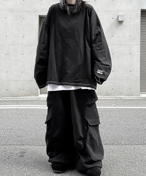 YACA(ヤーカ)の「logo print stitch L/S t-shirt/ロゴプリントステッチロングスリーブT【unisex item】(Tシャツ/カットソー・レディース・ホワイト/ブラック・FREE)」の9枚目の写真