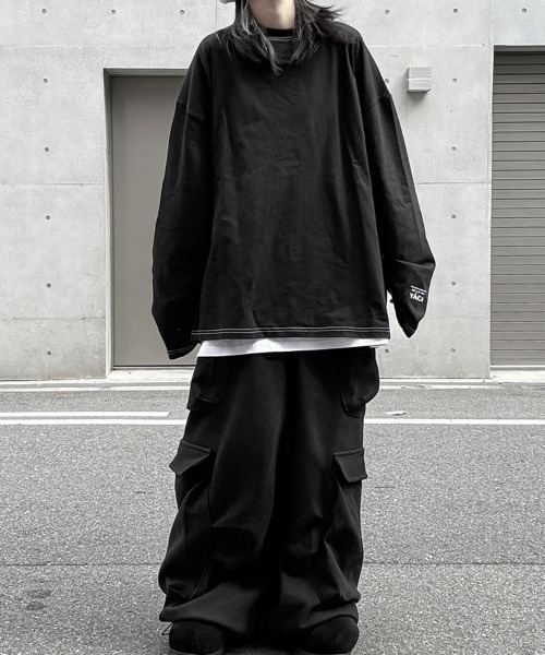 YACA(ヤーカ)の「logo print stitch L/S t-shirt/ロゴプリントステッチロングスリーブT【unisex item】(Tシャツ/カットソー・レディース・ホワイト/ブラック・FREE)」の8枚目の写真