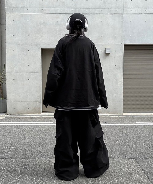 YACA(ヤーカ)の「logo print stitch L/S t-shirt/ロゴプリントステッチロングスリーブT【unisex item】(Tシャツ/カットソー・レディース・ホワイト/ブラック・FREE)」の7枚目の写真