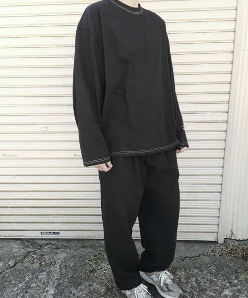 YACA(ヤーカ)の「logo print stitch L/S t-shirt/ロゴプリントステッチロングスリーブT【unisex item】(Tシャツ/カットソー・レディース・ホワイト/ブラック・FREE)」の5枚目の写真