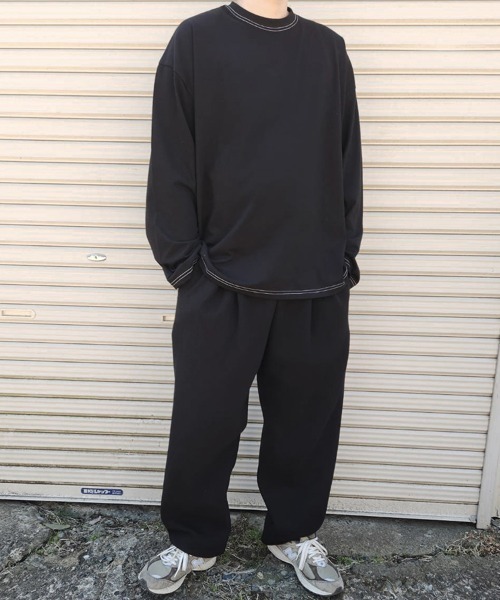 YACA(ヤーカ)の「logo print stitch L/S t-shirt/ロゴプリントステッチロングスリーブT【unisex item】(Tシャツ/カットソー・レディース・ホワイト/ブラック・FREE)」の4枚目の写真