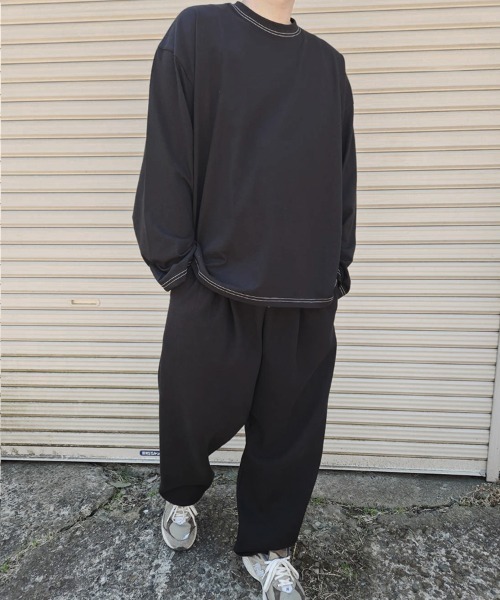 YACA(ヤーカ)の「logo print stitch L/S t-shirt/ロゴプリントステッチロングスリーブT【unisex item】(Tシャツ/カットソー・レディース・ホワイト/ブラック・FREE)」の3枚目の写真