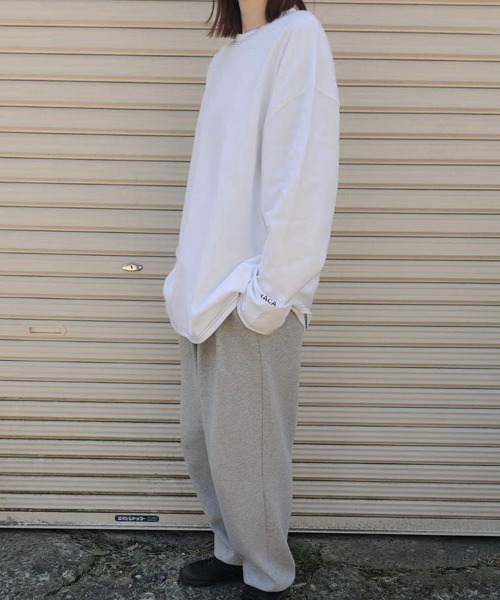 YACA(ヤーカ)の「logo print stitch L/S t-shirt/ロゴプリントステッチロングスリーブT【unisex item】(Tシャツ/カットソー・レディース・ホワイト/ブラック・FREE)」の13枚目の写真