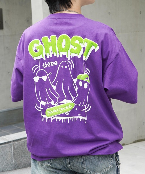 ILL'S(イルズ)の「ゴースト 発泡バックプリント ビッグシルエット半袖Tシャツ メンズ レディース(Tシャツ/カットソー・メンズ・ブラック/ホワイト/パープル/ブラック系その他/ブルー系その他/ホワイト系その他・M/L)」の6枚目の写真
