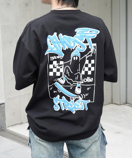 ゴースト 発泡バックプリント ビッグシルエット半袖Tシャツ メンズ