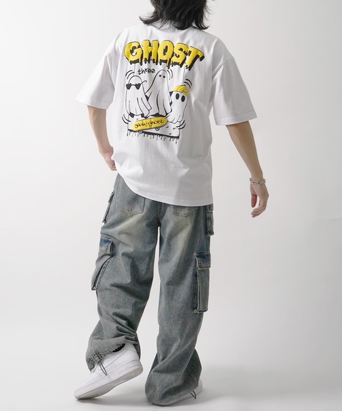 ILL'S(イルズ)の「ゴースト 発泡バックプリント ビッグシルエット半袖Tシャツ メンズ レディース(Tシャツ/カットソー・メンズ・ブラック/ホワイト/パープル/ブラック系その他/ブルー系その他/ホワイト系その他・M/L)」の13枚目の写真