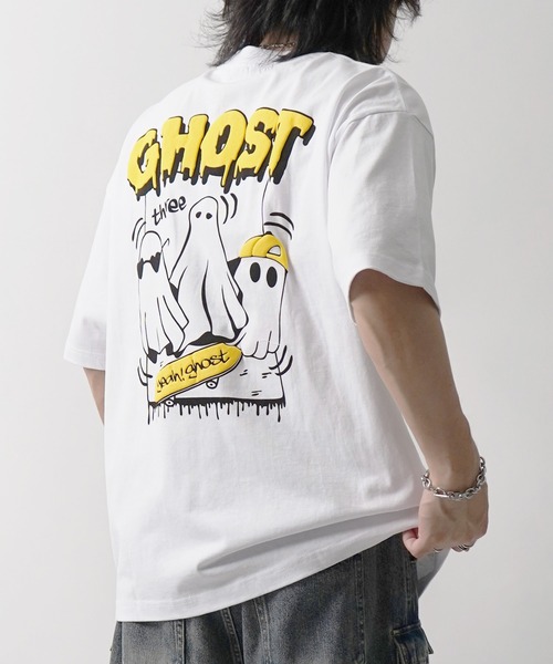 ILL'S(イルズ)の「ゴースト 発泡バックプリント ビッグシルエット半袖Tシャツ メンズ レディース(Tシャツ/カットソー・メンズ・ブラック/ホワイト/パープル/ブラック系その他/ブルー系その他/ホワイト系その他・M/L)」の9枚目の写真