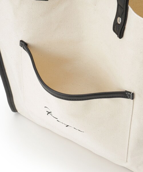 ITS'DEMO（イッツデモ）の「【推し活／A4対応】合皮パイピングキャンバストート（トートバッグ・レディース・ブラック/ブラック系3/ダークブラウン系3/アイボリー・00）」の8枚目の写真