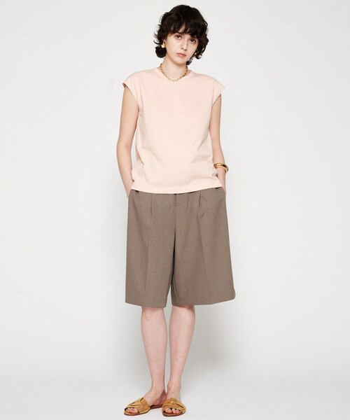 cloenc（クロエンス）の「【マシンウォッシュ】ノースリーブフォルムTシャツ（Tシャツ/カットソー・レディース・ブラック/ホワイト/ピンク/ブラウン系その他・02）」の9枚目の写真