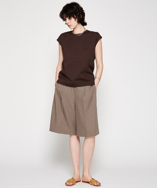 cloenc（クロエンス）の「【マシンウォッシュ】ノースリーブフォルムTシャツ（Tシャツ/カットソー・レディース・ブラック/ホワイト/ピンク/ブラウン系その他・02）」の13枚目の写真