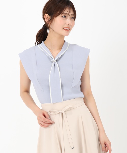 MISCH MASCH(ミッシュマッシュ)の「2wayリングタイ付きフレア袖ニット(ニット/セーター・レディース・ブラック/ブルー/ホワイト/ピンク・フリ-)」の5枚目の写真
