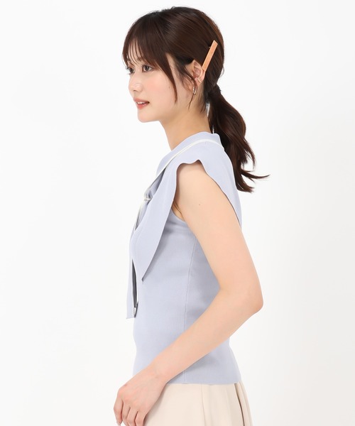 MISCH MASCH(ミッシュマッシュ)の「2wayリングタイ付きフレア袖ニット(ニット/セーター・レディース・ブラック/ブルー/ホワイト/ピンク・フリ-)」の6枚目の写真