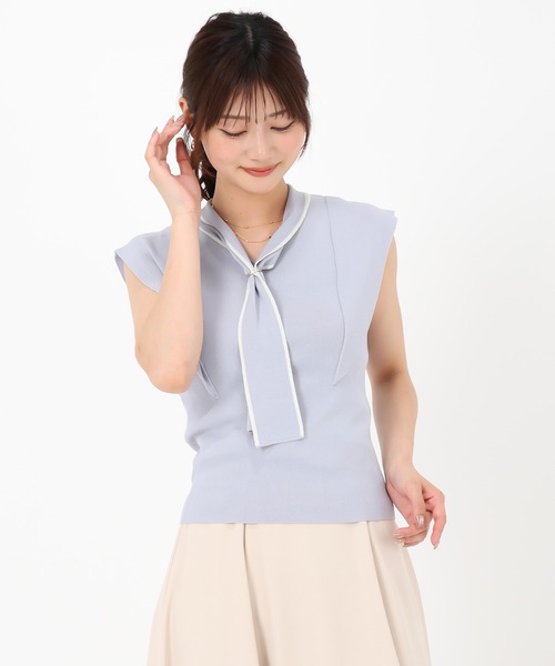 MISCH MASCH(ミッシュマッシュ)の「2wayリングタイ付きフレア袖ニット(ニット/セーター・レディース・ブラック/ブルー/ホワイト/ピンク・フリ-)」の13枚目の写真