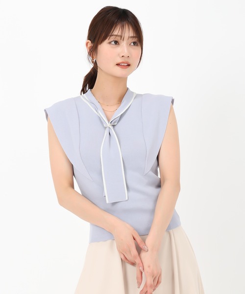 MISCH MASCH(ミッシュマッシュ)の「2wayリングタイ付きフレア袖ニット(ニット/セーター・レディース・ブラック/ブルー/ホワイト/ピンク・フリ-)」の14枚目の写真