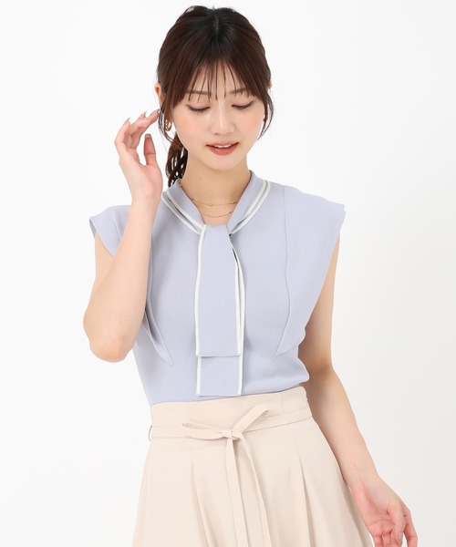 MISCH MASCH(ミッシュマッシュ)の「2wayリングタイ付きフレア袖ニット(ニット/セーター・レディース・ブラック/ブルー/ホワイト/ピンク・フリ-)」の21枚目の写真