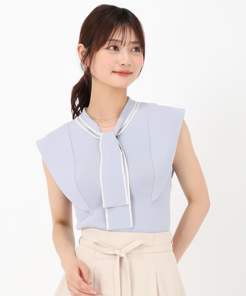 MISCH MASCH(ミッシュマッシュ)の「2wayリングタイ付きフレア袖ニット(ニット/セーター・レディース・ブラック/ブルー/ホワイト/ピンク・フリ-)」の22枚目の写真