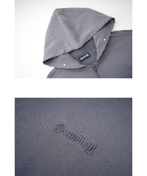 SUPPLIER（サプライヤー）の「フーディー｜Studs Cross Patch Zip Hoodie｜SUPPLIER（パーカー・メンズ・グレイッシュブルー・SMALL/MEDIUM/LARGE/X-LARGE）」の13枚目の写真