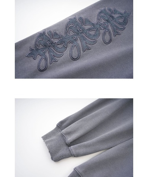 SUPPLIER（サプライヤー）の「フーディー｜Studs Cross Patch Zip Hoodie｜SUPPLIER（パーカー・メンズ・グレイッシュブルー・SMALL/MEDIUM/LARGE/X-LARGE）」の3枚目の写真