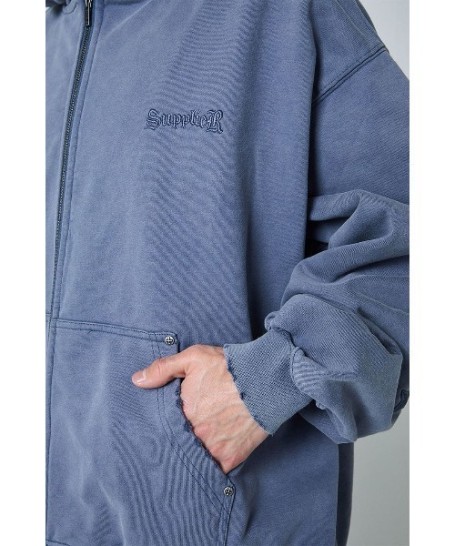 フーディー｜Studs Cross Patch Zip Hoodie｜SUPPLIER（パーカー