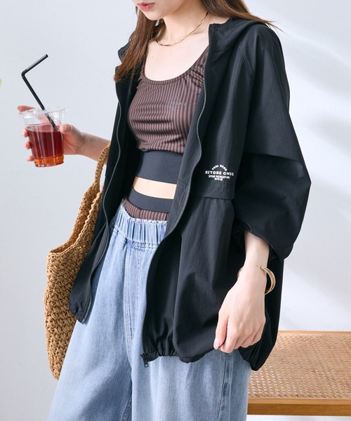 PUAL CE CIN(ピュアルセシン)の「【水陸両用】ナイロンストレッチパーカー(ラッシュガード・レディース・ベージュ/ブラック・FREE)」の19枚目の写真