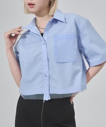 ENVYM | チュールドッキング半袖ショートシャツ(シャツ/ブラウス)