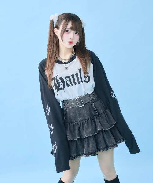 Hauls ケミカルデニムミニスカート　デニム　スカート　サブカル系　地雷系 ケミカルデニムミニスカート（デニムスカート）｜Hauls（ハウルズ）の