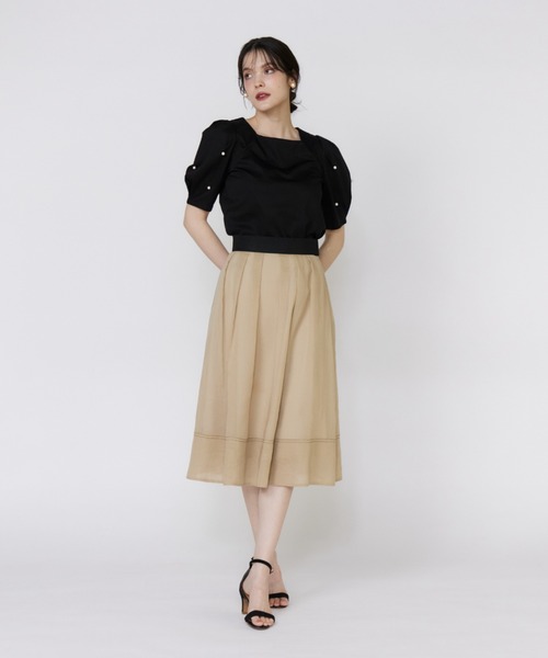 Maglie le cassetto（マーリエ ル カセット）の「32Gスーピマポンチ 袖パールカットソー（Tシャツ/カットソー・レディース・その他9/ベージュ/ブラック・9号/7号）」の13枚目の写真