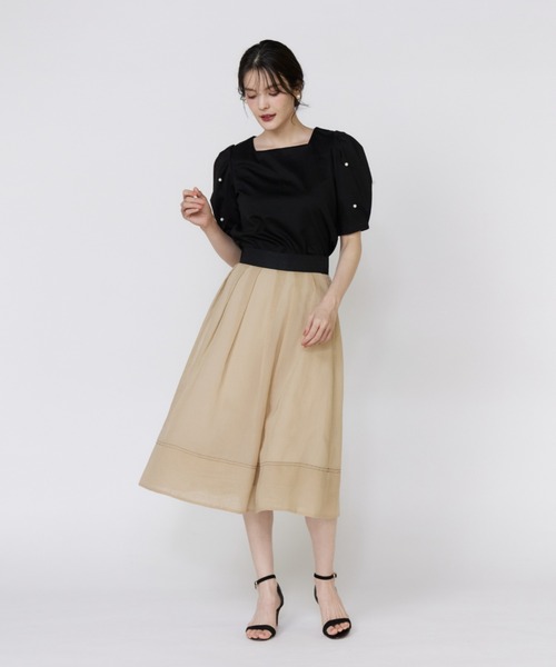 Maglie le cassetto（マーリエ ル カセット）の「32Gスーピマポンチ 袖パールカットソー（Tシャツ/カットソー・レディース・その他9/ベージュ/ブラック・9号/7号）」の14枚目の写真