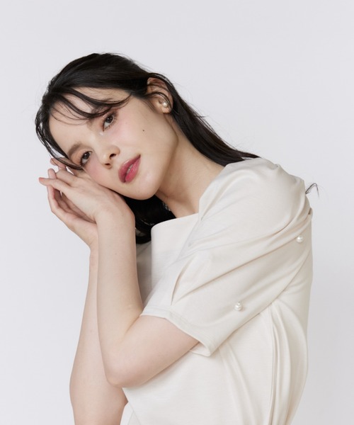 Maglie le cassetto（マーリエ ル カセット）の「32Gスーピマポンチ 袖パールカットソー（Tシャツ/カットソー・レディース・その他9/ベージュ/ブラック・9号/7号）」の18枚目の写真