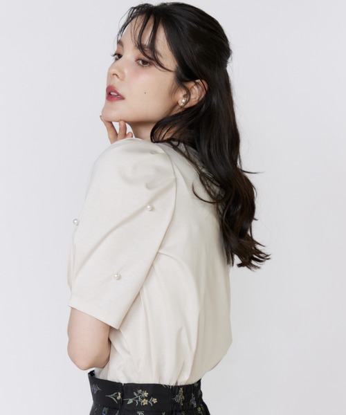 Maglie le cassetto（マーリエ ル カセット）の「32Gスーピマポンチ 袖パールカットソー（Tシャツ/カットソー・レディース・その他9/ベージュ/ブラック・9号/7号）」の19枚目の写真