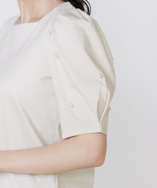 Maglie le cassetto（マーリエ ル カセット）の「32Gスーピマポンチ 袖パールカットソー（Tシャツ/カットソー・レディース・その他9/ベージュ/ブラック・9号/7号）」の21枚目の写真