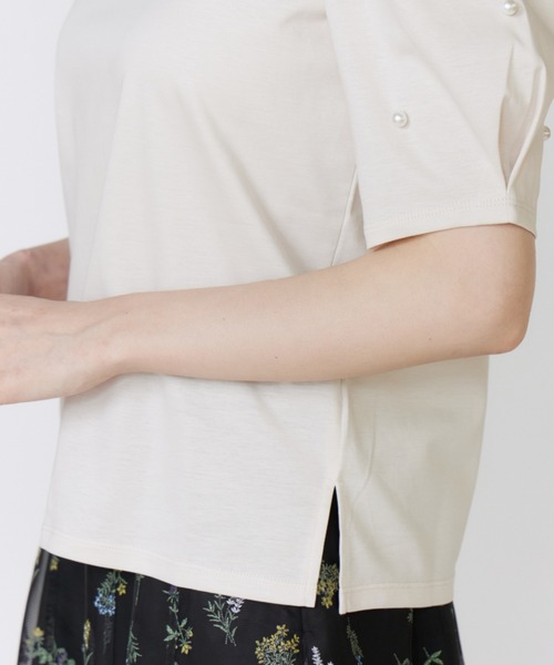 Maglie le cassetto（マーリエ ル カセット）の「32Gスーピマポンチ 袖パールカットソー（Tシャツ/カットソー・レディース・その他9/ベージュ/ブラック・9号/7号）」の22枚目の写真