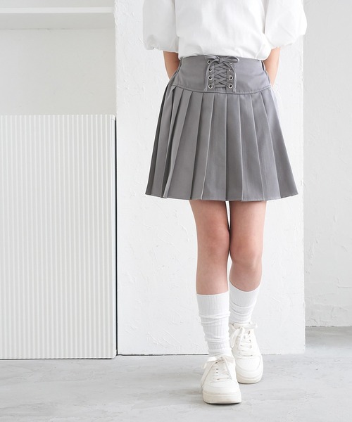 レース プリーツスカート ミニフラワーレースプリーツスカート【洗濯機洗い可】（ミモレ