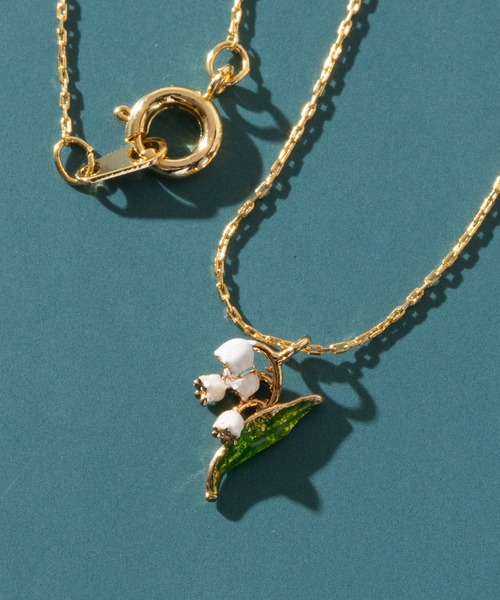 真鍮＆ターコイズの花モチーフネックレス 花言葉モチーフ ネックレス flower letter【日本製