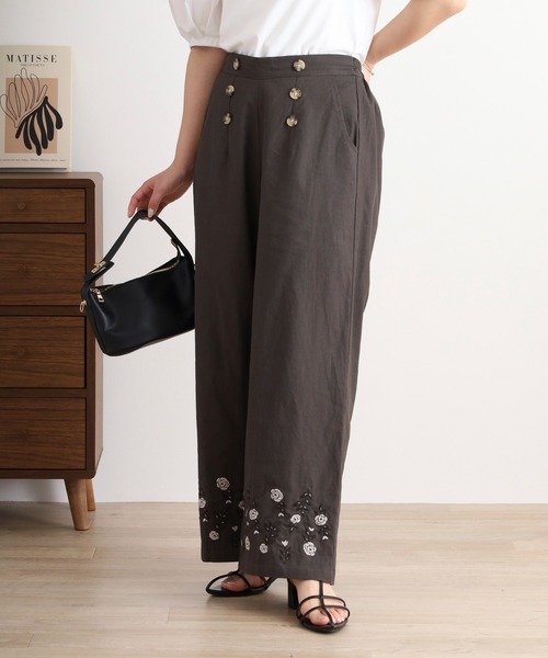 Emago(イマゴ)の「EMAGO ローズ刺繍パンツ(その他パンツ・レディース・イエロー/ホワイト/チャコールグレー・FREE)」の8枚目の写真