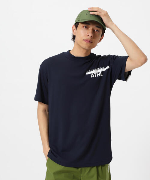 新品　ジャックバニー　モックネック　半袖シャツ　カットソー　ネイビー　サイズ4 セール】【Jack Bunny!!】ダブルフェイス裏メッシュ半袖モック