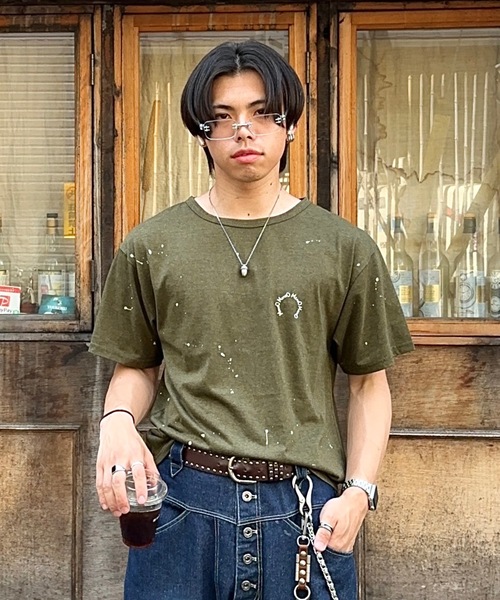 MandO(エムオー)(エムオー)の「【MandO】ヴィンテージペイントサークルロゴTシャツ(Tシャツ/カットソー・メンズ・ブラック/カーキ/チャコール・MEDIUM/LARGE)」の3枚目の写真