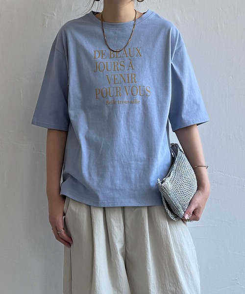 LBC(エルビーシー)の「プリントロゴビッグTシャツ(Tシャツ/カットソー・レディース・ブルー/チャコールグレー/ホワイト/グリーン・M/L)」の4枚目の写真
