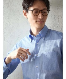 【綿100％】長袖ワイシャツ【クラシコ】クレープ織　ベージュ/サックス（ベージュ）