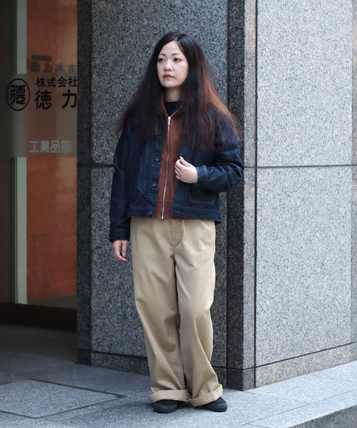 10oz デニム　haoriジャケット D.M.G / ディーエムジー] 10ozムラ糸デニム アーモンド